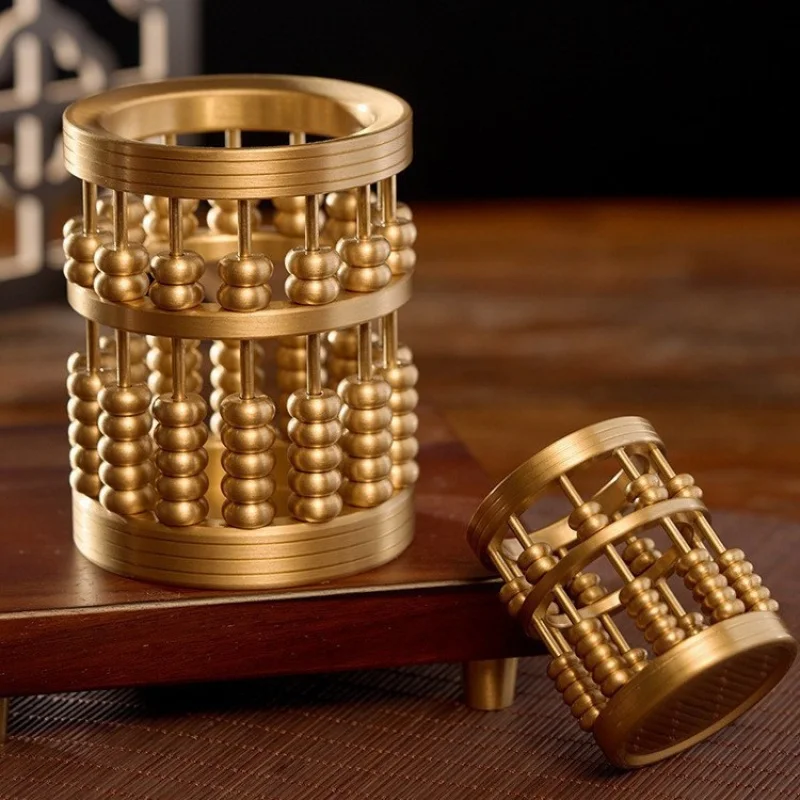 

Brass Abacus Pen Holder Four Treasures of the Study Creative Abacus Pen Holder High-end Elegant Office Decorative Ornament Home