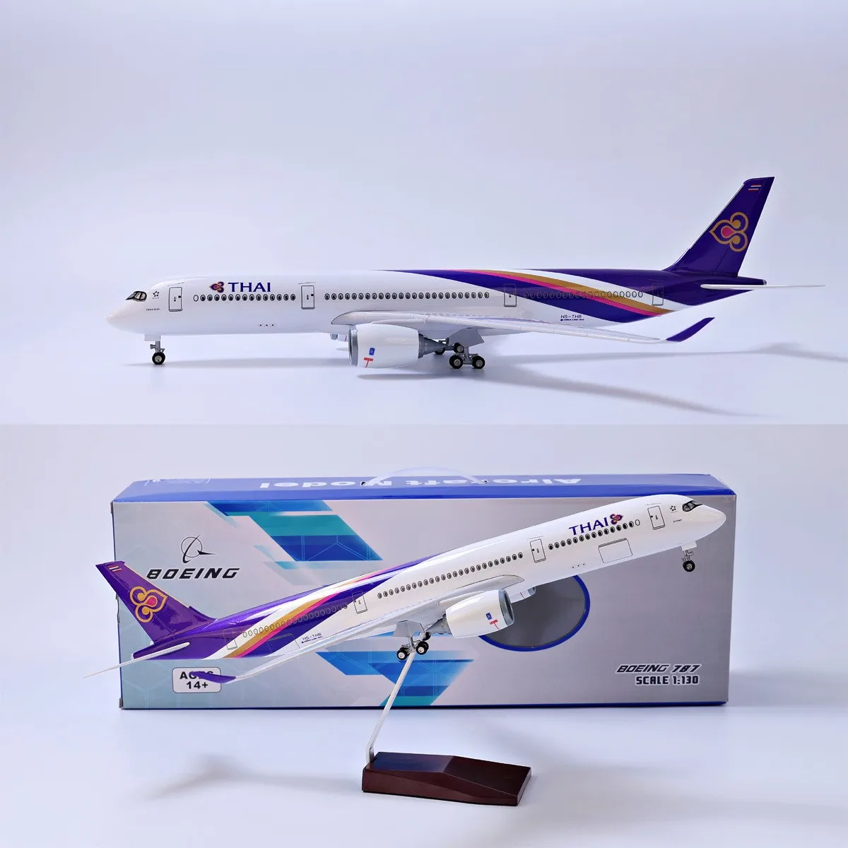 

47cm Large Scale Thai A350 Resin Diecast Airplane Model Toy Kit with Landing Gear Wheel for Collections Display or Boys Gift