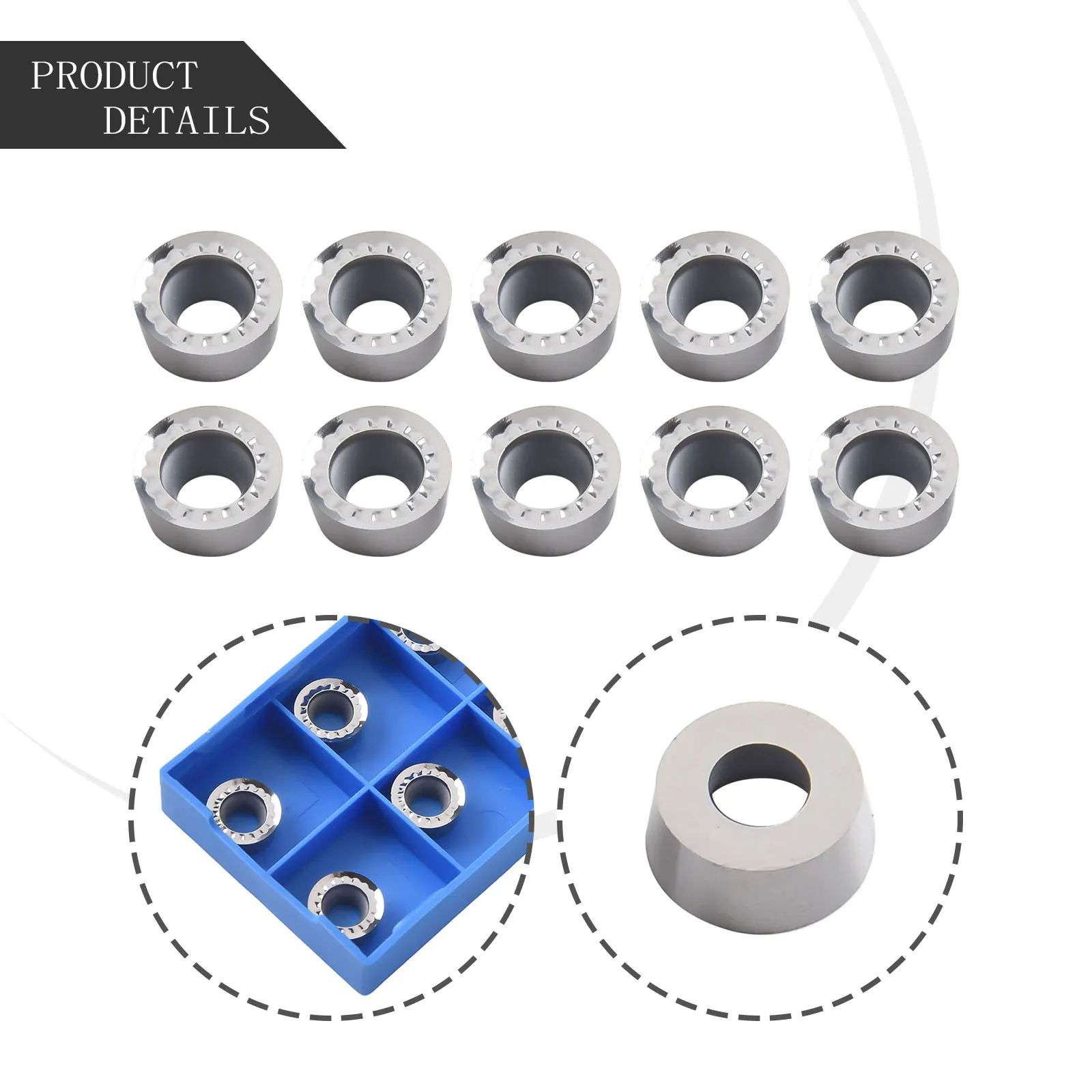 RPGT10T3MOAK N01 Carbide Milling Inserts for Aluminum 10pcs R5 Circular Blades Perfect for Efficient Processing