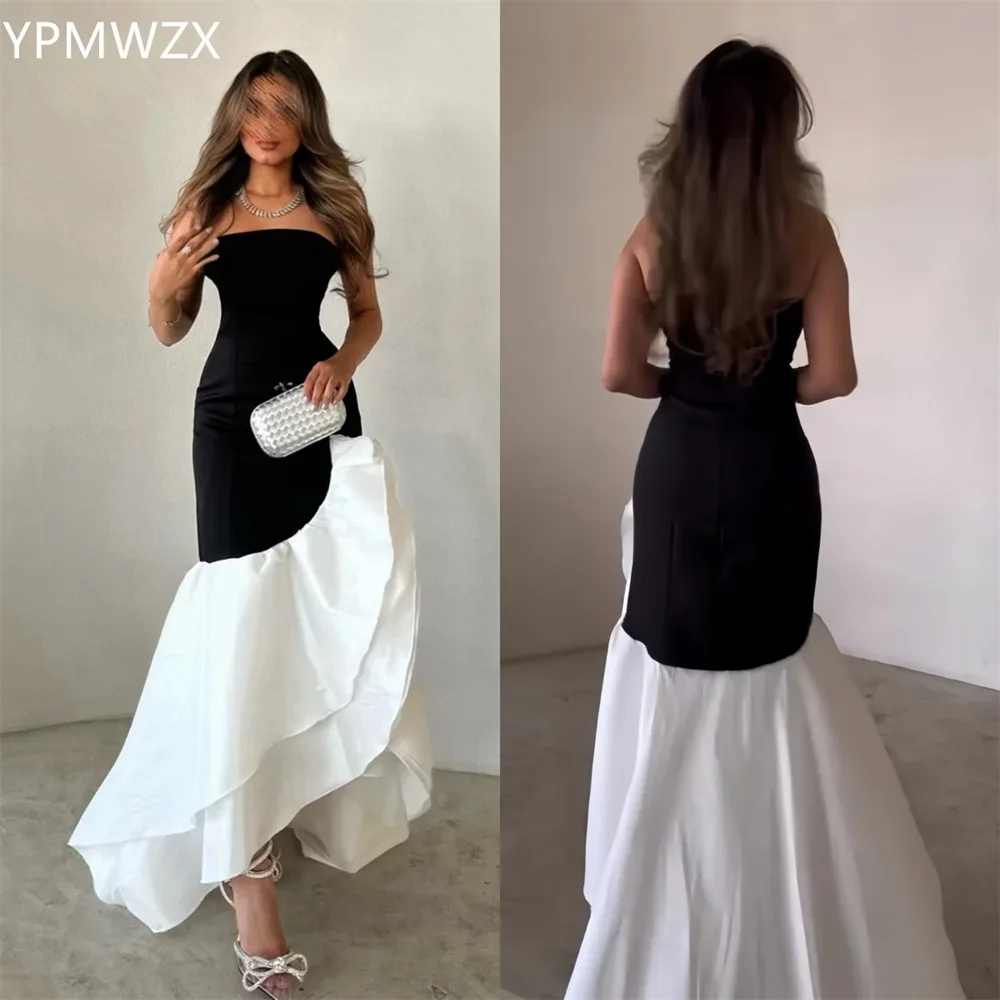 

Customized Evening Dress Party Occasion Prom Gown Formal YPMWZX Strapless Mermaid Floor Length Skirts Layered Draped Besp