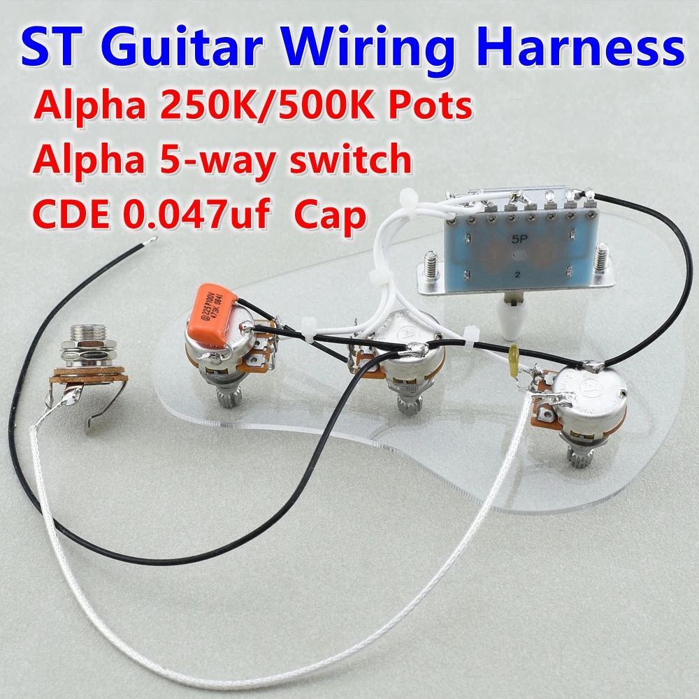 1 Set G.F SSS/SSH Electric Guitar Wiring Harness  (  3x  250K/500K Pots + 5-Way Switch  + Jack  )