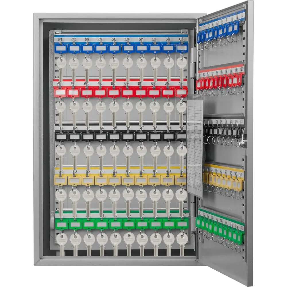 

Numbered Hook Key Cabinet Organizer - Locking Wall Mount with Index Sheet and Tags for Office Security