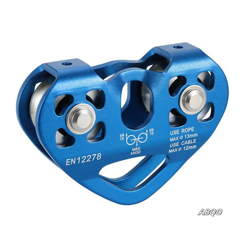 

2X Outdoor Climbing Lifting Transportation Mountaineering Pulley Heart Shape Double Pulley Steel Cable Slide Pulley