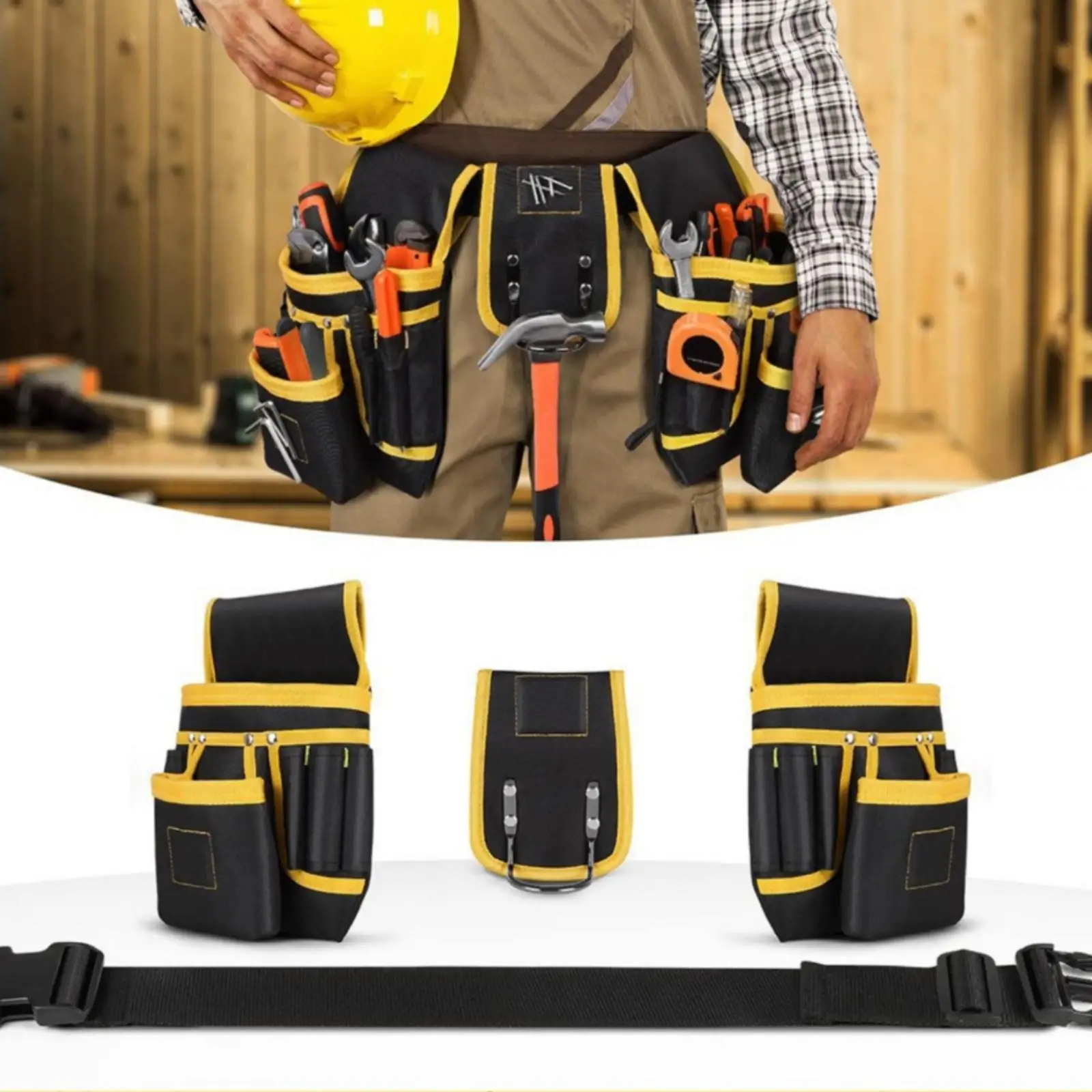 Multifunctional Tool Belt Reinforced Tool Belt with Detachable Pouches Long-Lasting Heavy Duty for DIY Enthusiasts, Workshop