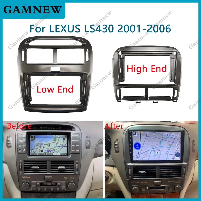 9 Inch Car Fascia Frame Adapter Canbus Box Decoder Android Radio Dash Fitting Panel Kit For Lexus LS430 2001-2006