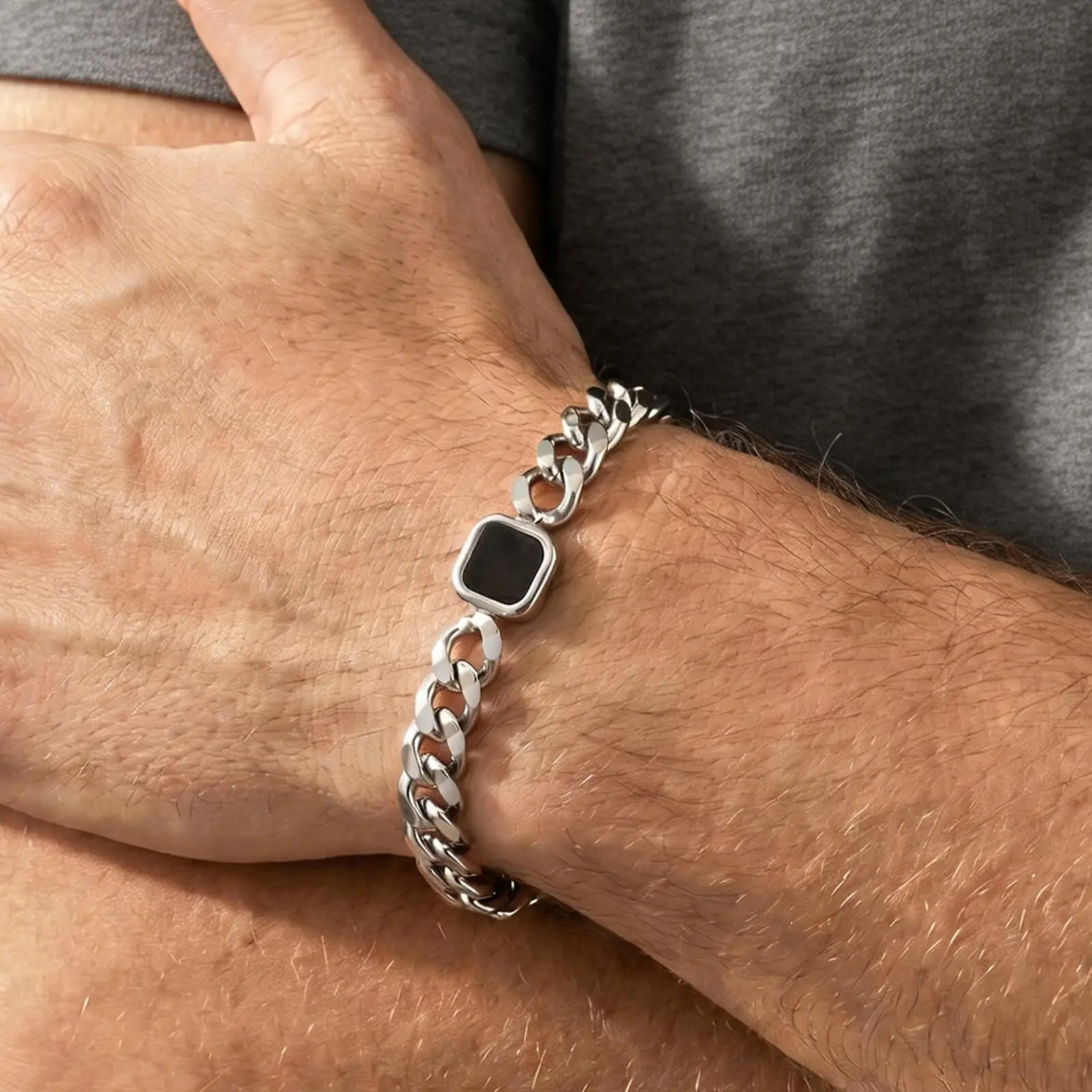 New Stainless Steel Men's Chain Bracelet,Gold Silver Color Cuban Figaro Chain Bracelet,Hip Hop Jewelry Gift for Him Dad - Detail 1