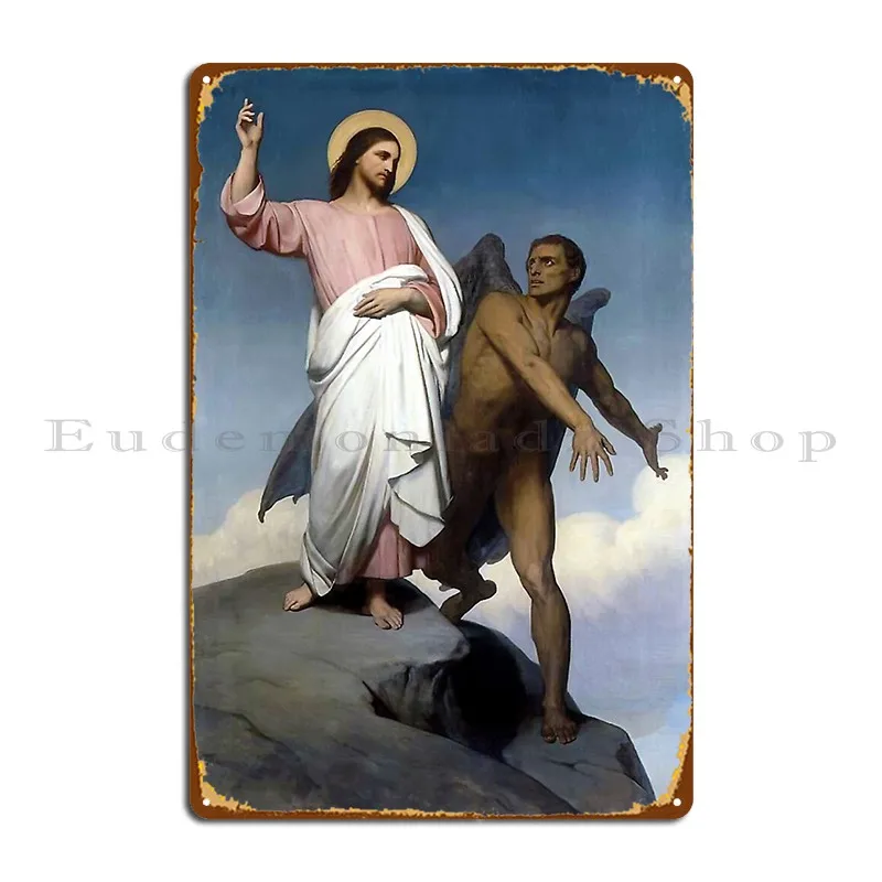 Vintage Ary Scheffer The Temptation Of Christ 1854 Fine Art Metal Sign Cinema Home Club Designs Custom Tin Sign Poster