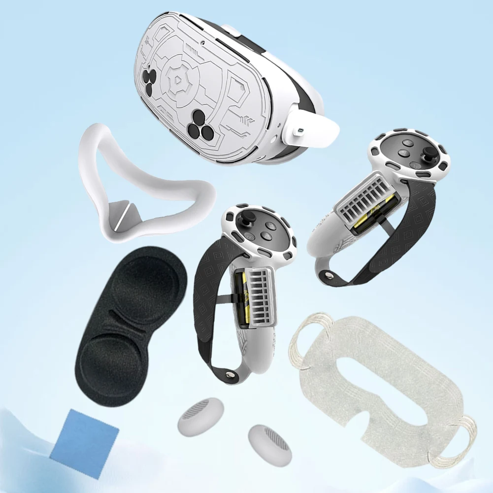 غطاء حماية من السيليكون لـ Meta Quest 3S ، 7 في 1 ، أغطية عصا التحكم المضادة للسقوط ، حقيبة قناع ، استبدال غطاء عين الوجه ، ملحقات VR