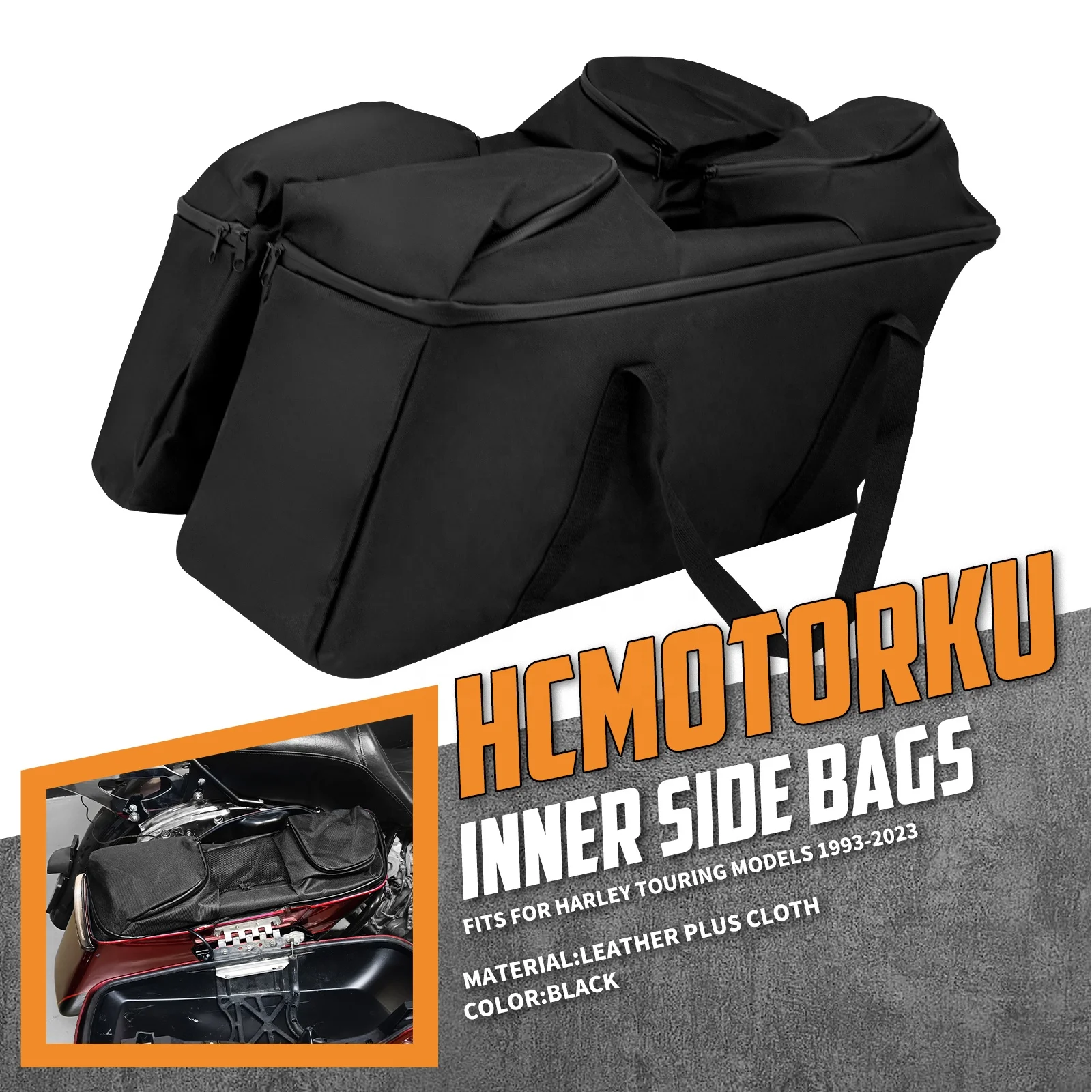 

Motorcycle Saddlebags Luggage Liners Waterproof Rack Bag for Harley Touring Road King Street Glide Black Storage
