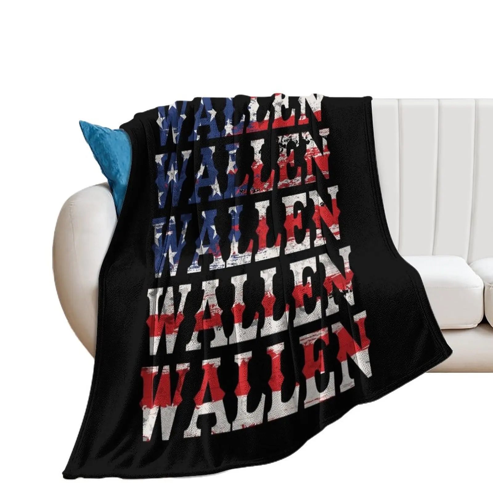 Cute Wallen Merch American Flag Red White Blue Country Music Throw Blanket Soft Big Baby Blankets