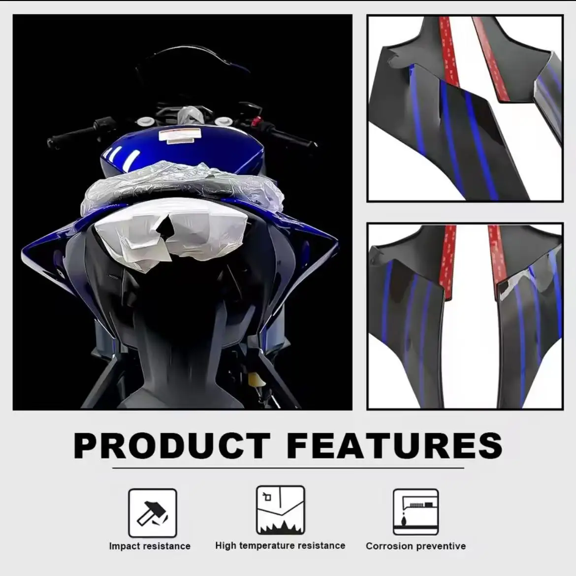 لياماها 2015-2023 ، 2021 ، 2022 ، 2023 جديد R3 الذيل الخلفي الجانب هدية أجزاء الدراجة النارية الأزرق نمط الجسم لوحة لوحة دليل الهواء #3