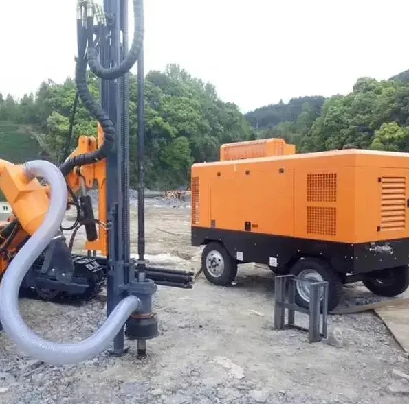 Dieselmotor Rock Boren Luchtcompressor Machine 8bar 400cfm Roterende Schroefluchtcompressor Prijs