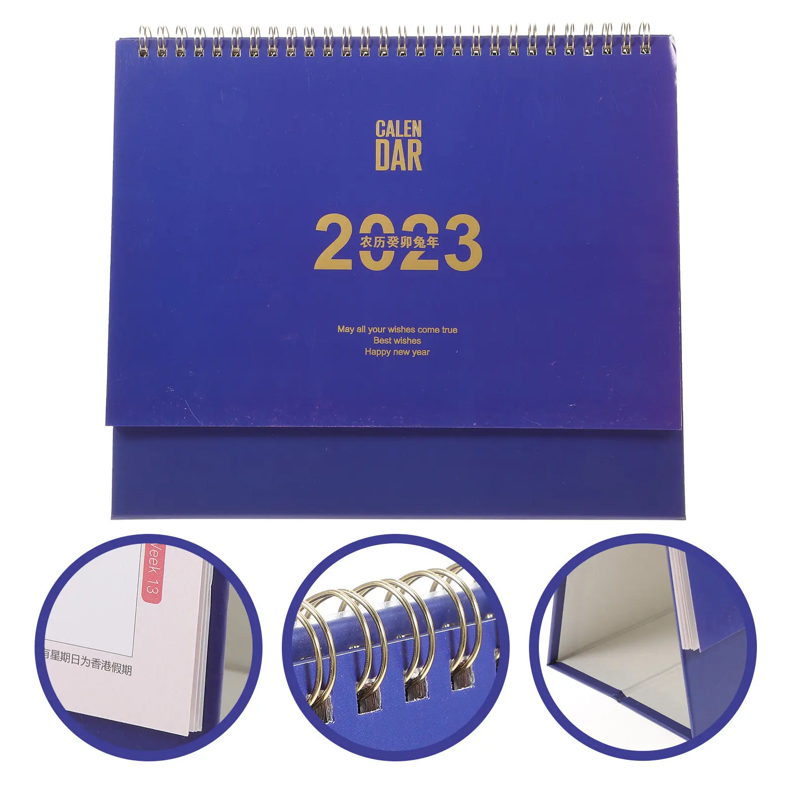 Decorative Desk Calendar Household Monthly Standing Tabletop Calendar Smooth Thick Paper Iron Frame Business Office Home Use