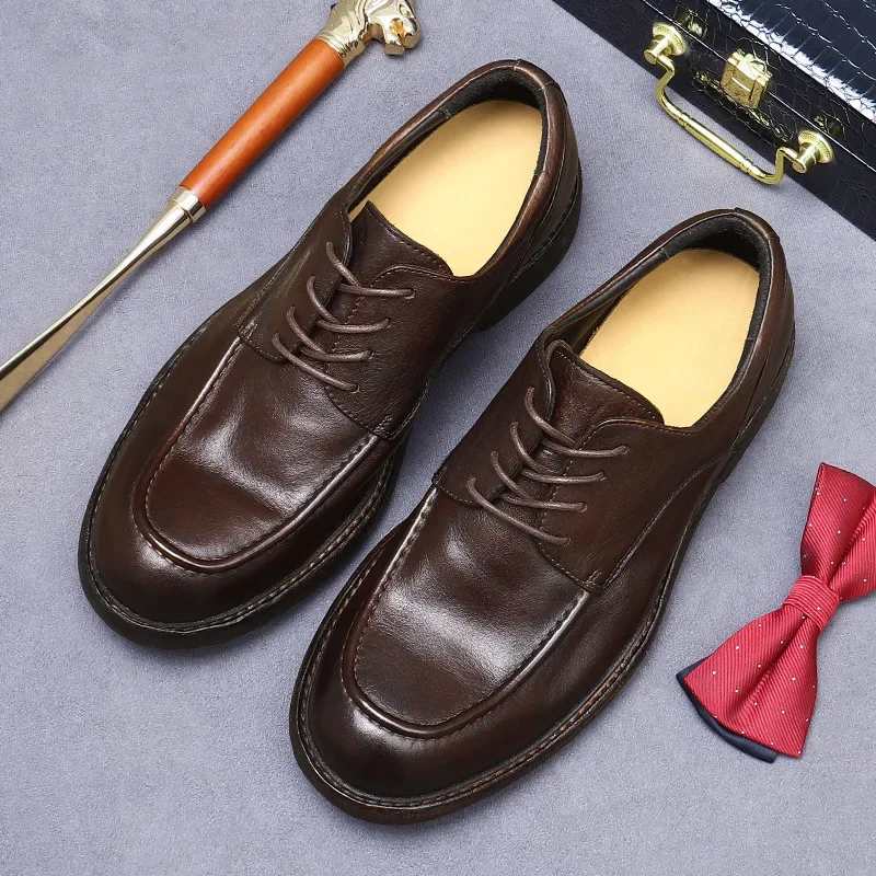 Luxurious Special-Shaped Soft Cowhide Handmade Shoes Genuine Leather Business Men's Shoes Simple Casual Height-Increasing Shoes