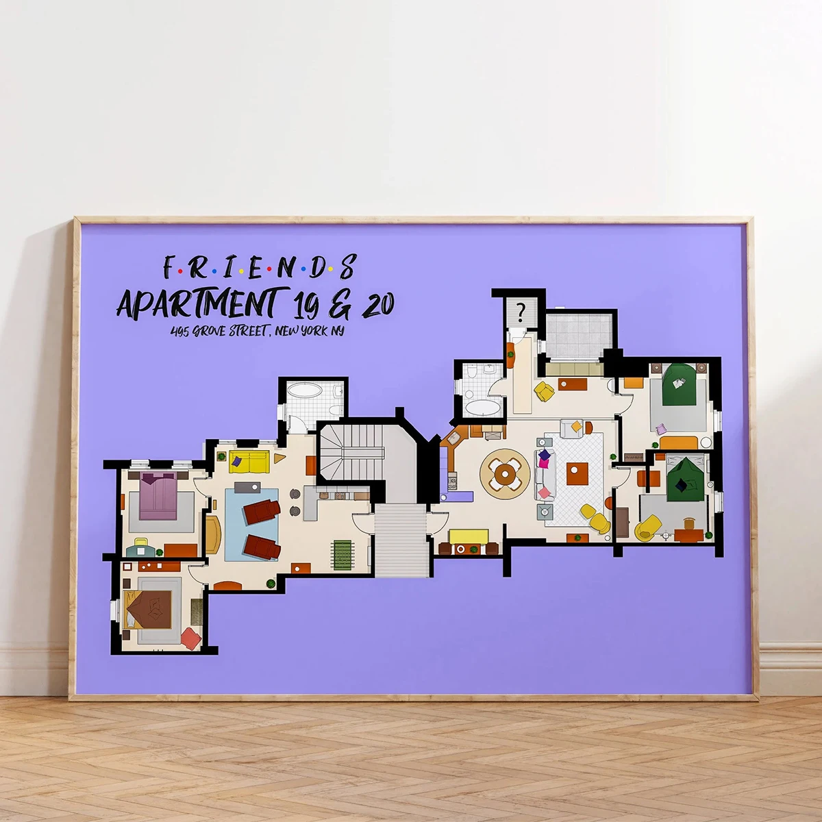 Friends TV Show Apartment Floor Plan Wall Art Print Poster Friends Room Layout Canvas Painting Home Decor Fans Gifts-unframed