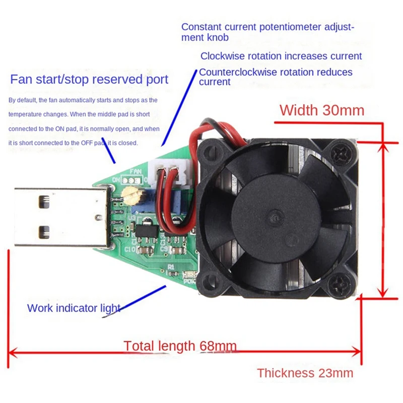 1 PCS USB Battery Capacity Tester Adjustable Constant Current Electronic Load 15W Green Resistance Charging Testerster