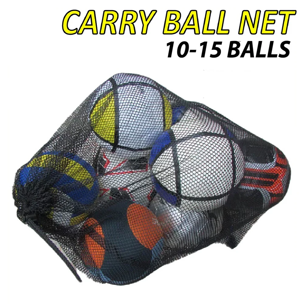 Volleyball Bag Sports Ball Net Bag, Drawstring Large Capacity Mesh Bag Shoulder Strap Outdoor Basketball Soccer Storage Bag Pack