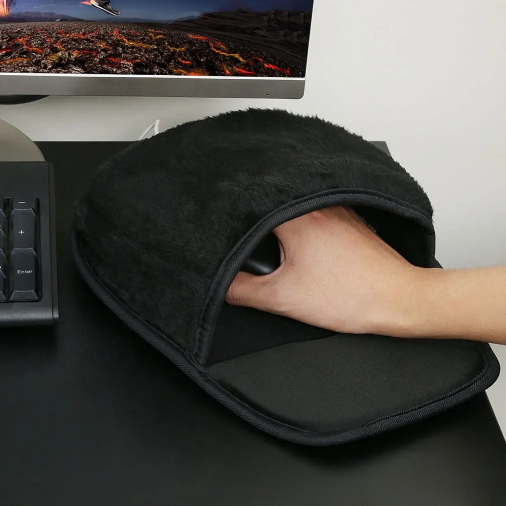 USB Heated Winter Mouse Warm Mat Mouse Pad Mousepad Mat Mause Hand Warmer with Wristguard USB Port for Office Desktop Tool