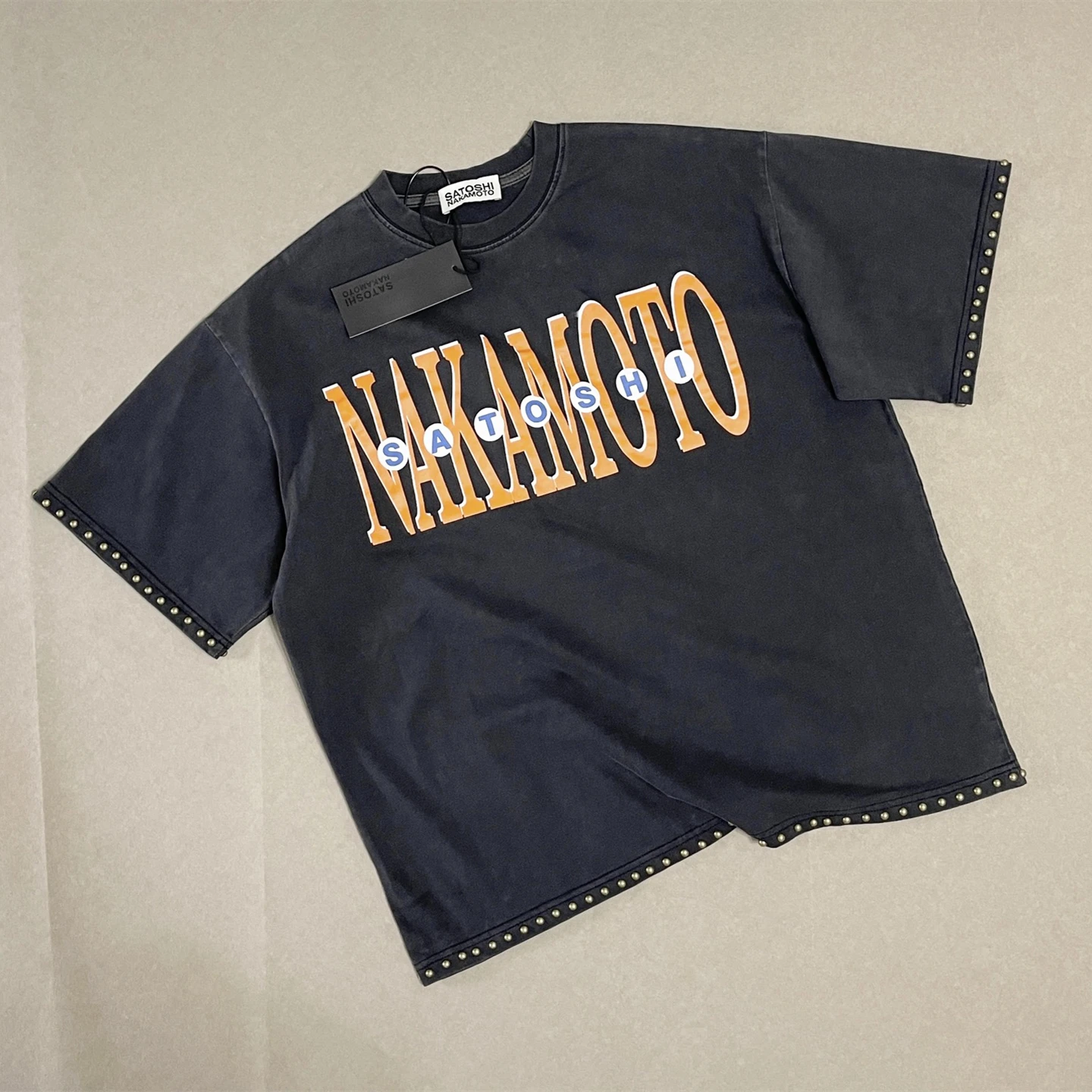 Washed SATOSHI NAKAMOTO Beading Game Show TEE Hole T Shirt Men Women Best Quality Tee Tops T-Shirt