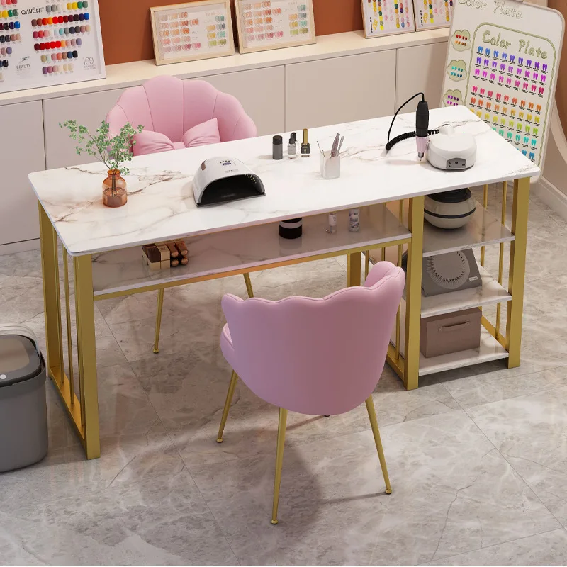 Modern Nail Art Salon Manicure Table Nail Beauty Table with Drawers or Shelves Without Chair
