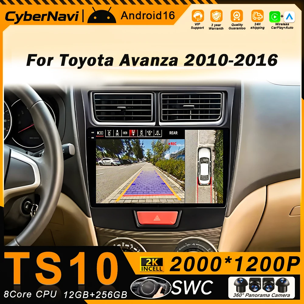 Android Auto Carplay For Toyota Avanza 2010-2016 Stereo Head Unit Car Radio 2 Din Multimedia Video Player Bluetooth QLED Screen