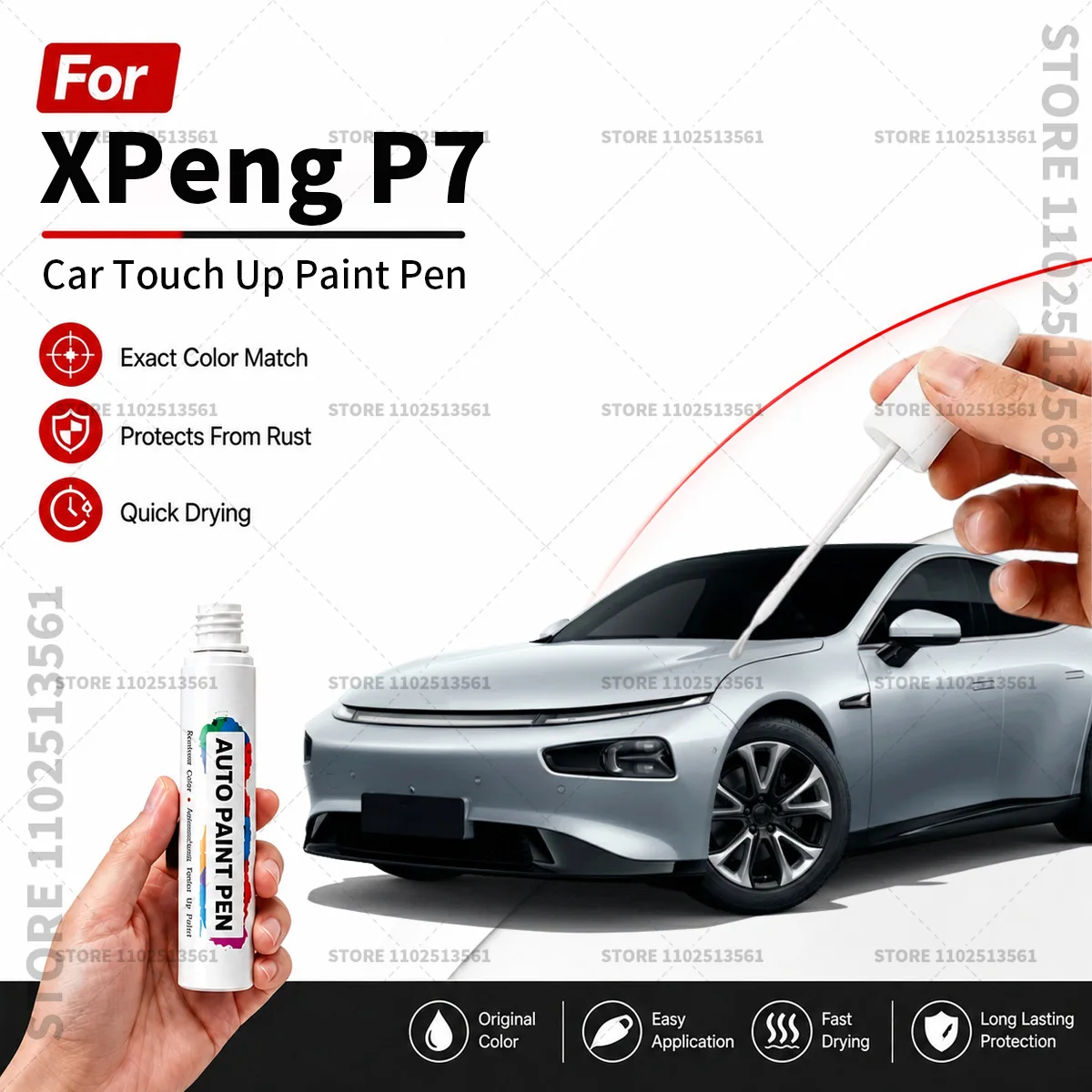 For 2020-2025 XPeng P7 Vehicle Paint Touch Up Pen Car Scratch Remover Repair Marker Waterproof DIY Auto Body Maintenance Tool