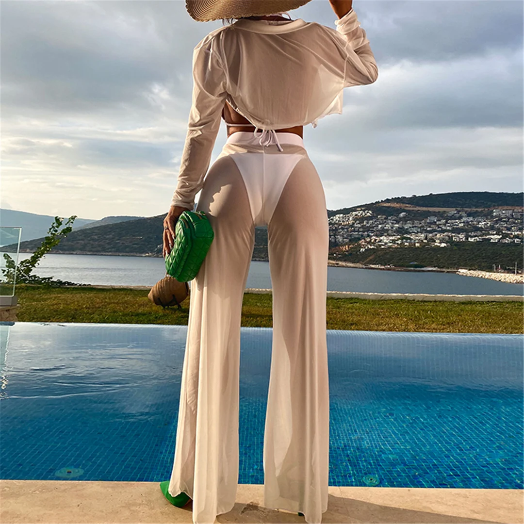 Langärmelige Hose, Neckholder-Bikini mit hohem Beinausschnitt, Damen-Badeanzug, Damen-Bademode, vierteiliges Bikini-Set, Badeanzug, Badebekleidung, Schwimmanzug V4860 – Detail 13