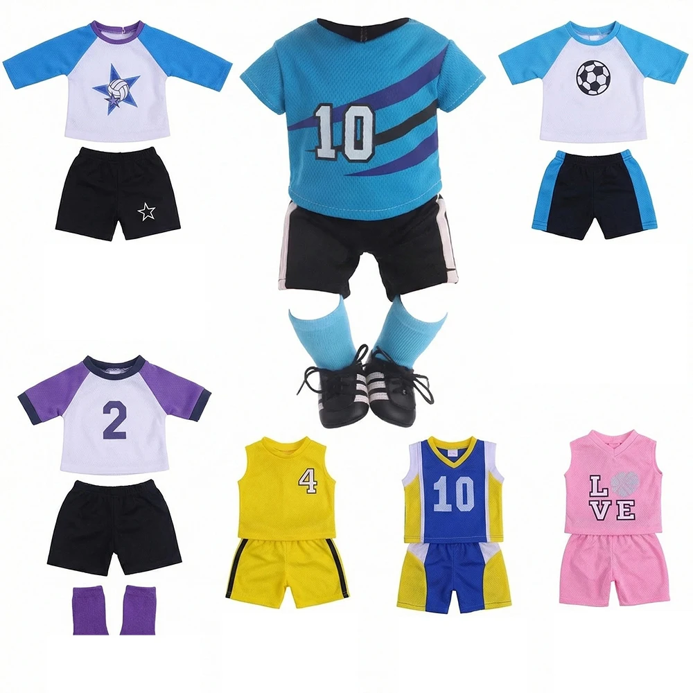 

Футбольная форма, кроссовки для кукол 43 см, аксессуары для одежды и игрушки для американских кукол 18 дюймов, игрушки для девочек Our Generation