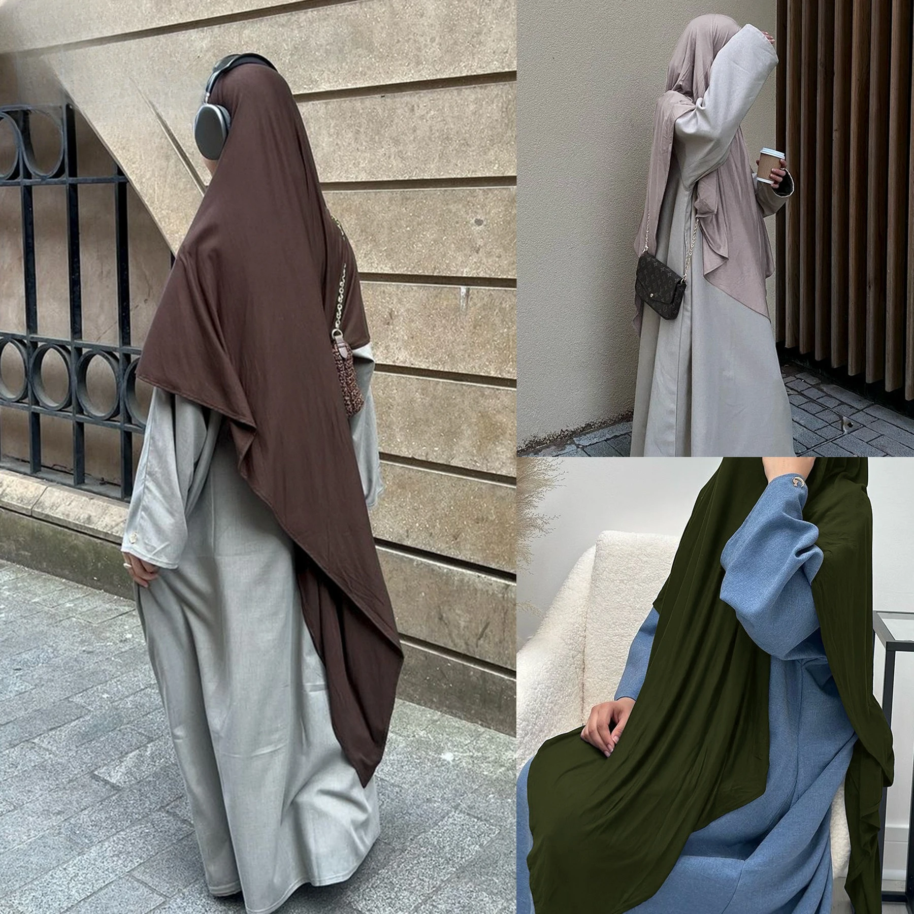 

Fashion Women 's Hijabs New Coming Style Plain Color Skinfriendly Jersey Ramadan Muslim Women Long Khimar