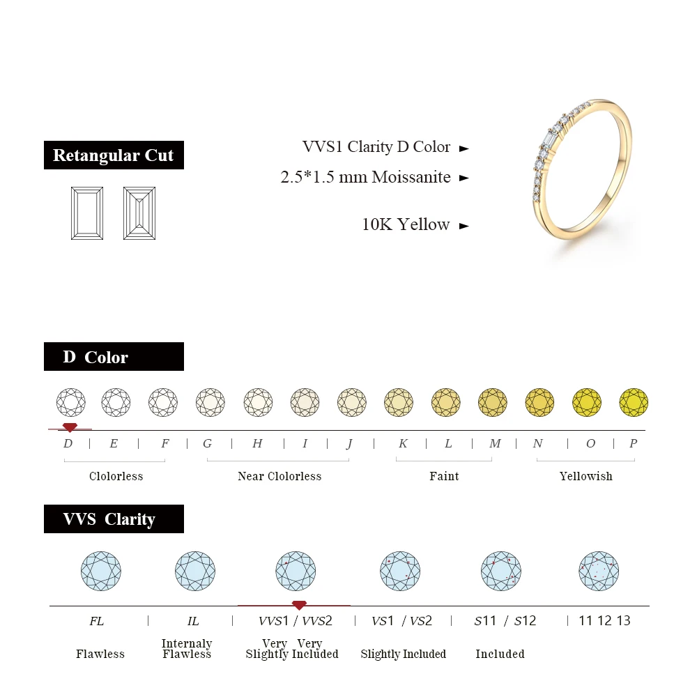 ATTAGEMS Excellent Cut New Top Quality D Color Moissanite Ring for Women 925 Sterling Silver Solid 10k 14k 18k White Gold Girls