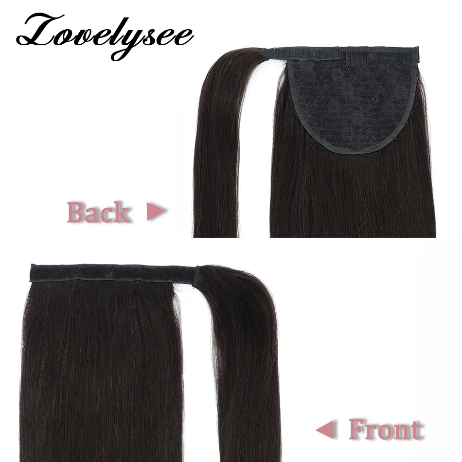 Ponytail Human Hair Extensions Straight Black Wrap Around Clip In Ponytail Hair Extension Brazilian Natural Remy Hair For Women