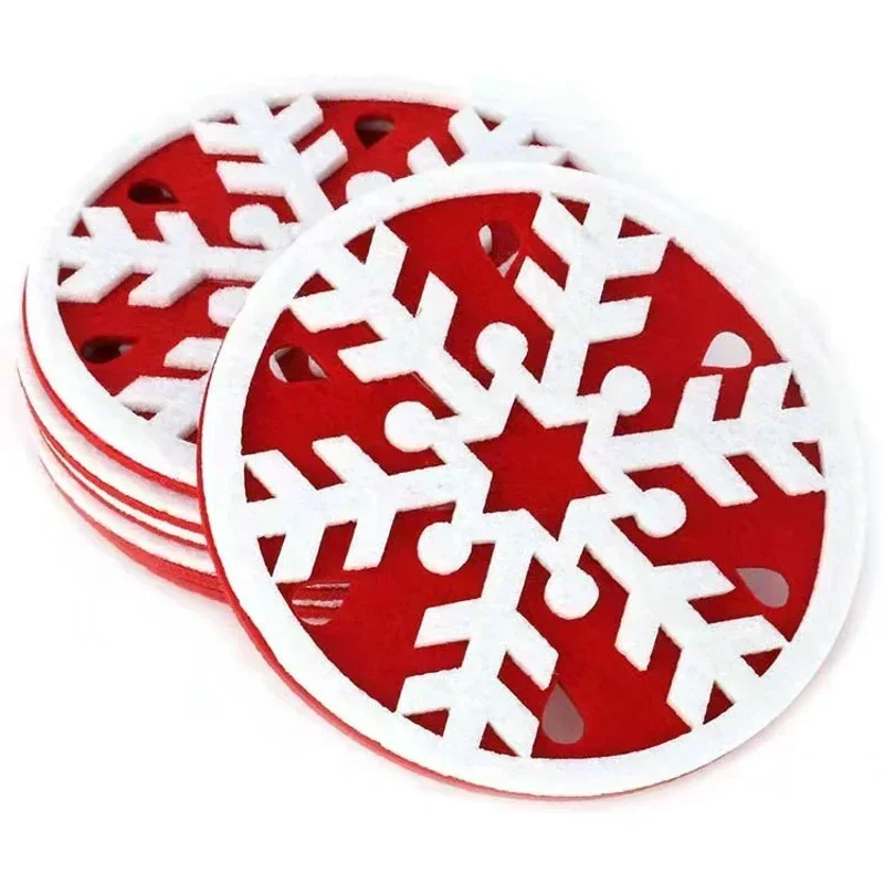 Christmas Elements Cup Coaster Felt Non Slip Cup Mat Hot Drink Holder Mug Stand Christmas Table Decorations Sublimation Blanks