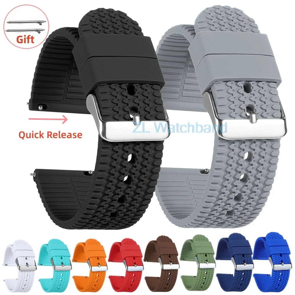 Soft Silicone Watch Bands Quick Release Rubber Watch Strap for Omega for Huawei Watch Replacement Wristband 18mm 20mm 22mm 24mm