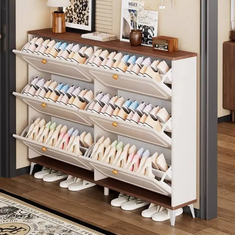 الشمال نمط الأبيض خزانة خذاء كريم الحديثة الفاخرة غرفة المعيشة خزائن الأحذية تخزين ضيق Szafka Na Buty أثاث المنزل #5