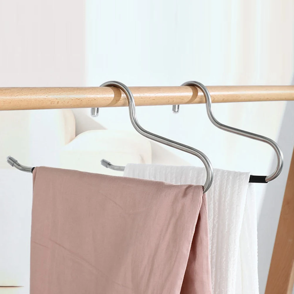 

6pcs Stainless Steel Clothes Hangers Space Saving Closet Pants Skirt Organizer Non Slip Wardrobe Storage Solutions