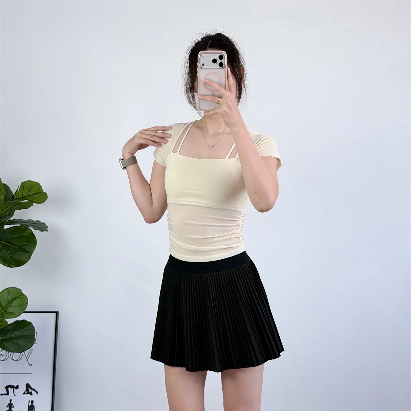 Gepolsterte Yoga-Shirts für Damen, Kurzarm-Sport-Crop-Top, Fitness-Workout-T-Shirt, Sexy Cropped-Lauf-Tights, Gym-Bekleidung – Detail 15