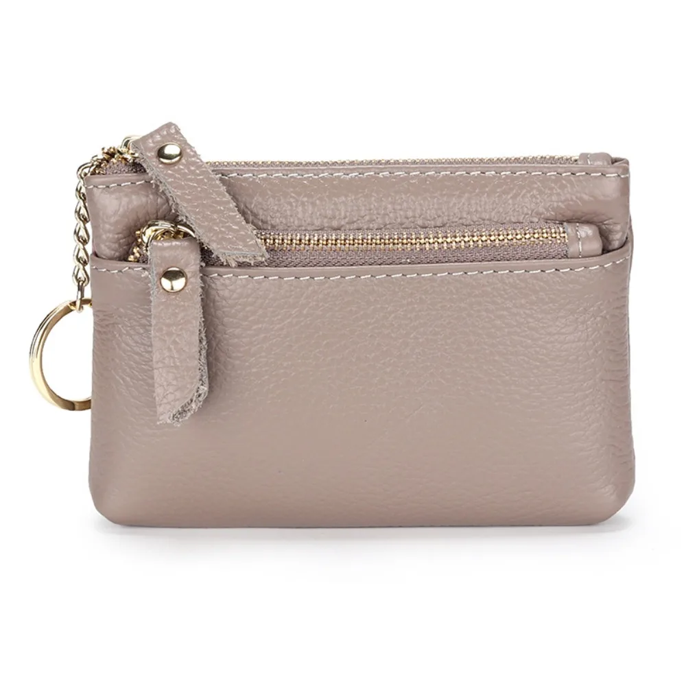 

Multi Card Slots Women Short Wallet Hand Clutch Multifunctional Small Cowhide Wallets Solid Color Portable Lipstick Storage Bag