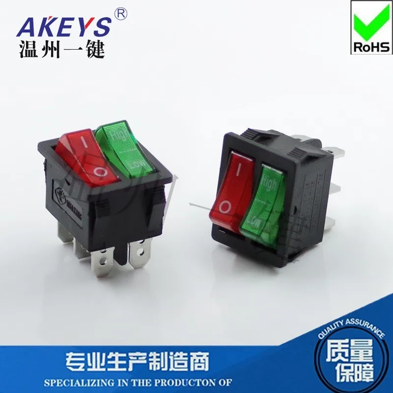 KCD6-202N-6P traffic light Electric wok rocker Second gear six feet 31*25 double rocker switch