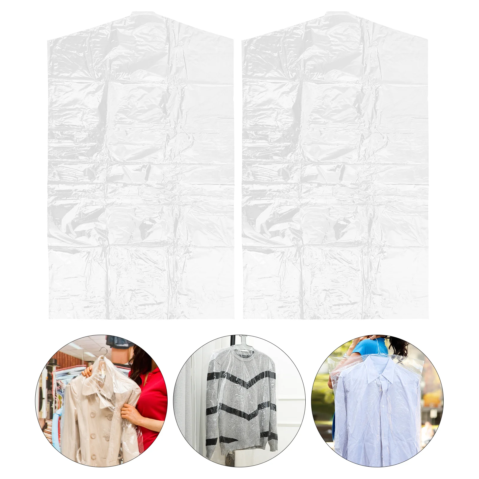 50 Pcs Clear Tote Bag for Women Garment Bags Hanger Clothes Storage Hanging Cover Suit Protective