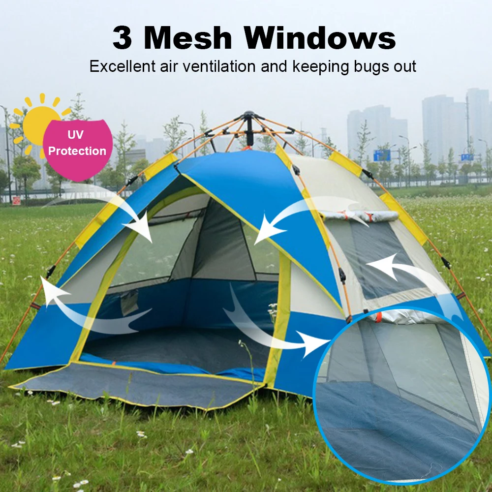 

Outdoor Pop Up Tent Water-resistant Portable Instant Automatic Camping Tent for 2-3 / 3-4 Person Family Tent Camping Hiking