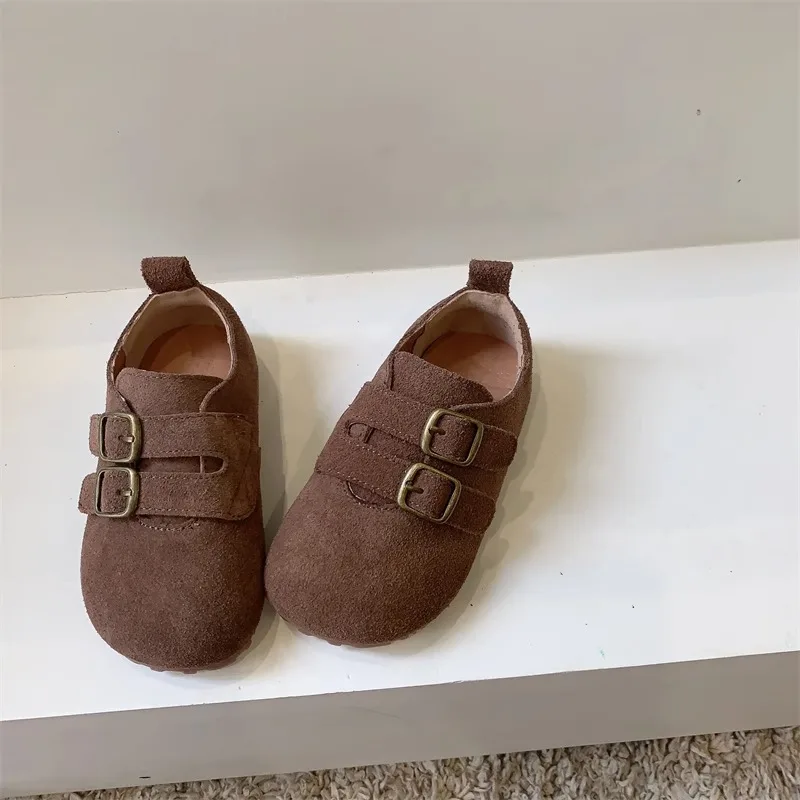 Korean Solid Suede Children\'s Shoes for Boys Girls Spring Autumn Toddler Moccasins Baby Shoes Leather Kids Flats Birken stock