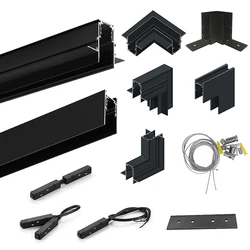 Accessori per l'illuminazione a binario magnetico lineare con binario magnetico da 2 m Kit per binario magnetico da soffitto da 2 metri Connettore angolare per alimentatore 48V