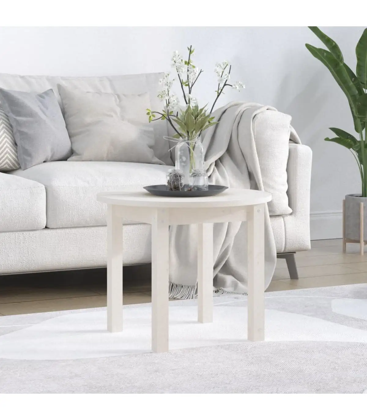 Coffee tables White Pine solid wood coffee table Ø 55x45 cm