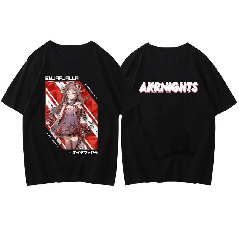 Hot Game Arknights Logo Tshirt Japan Anime Prelude To Dawn Short Sleeve Clothes Amiya Otaku ACG Printed Man T-shirt Hipster Tees