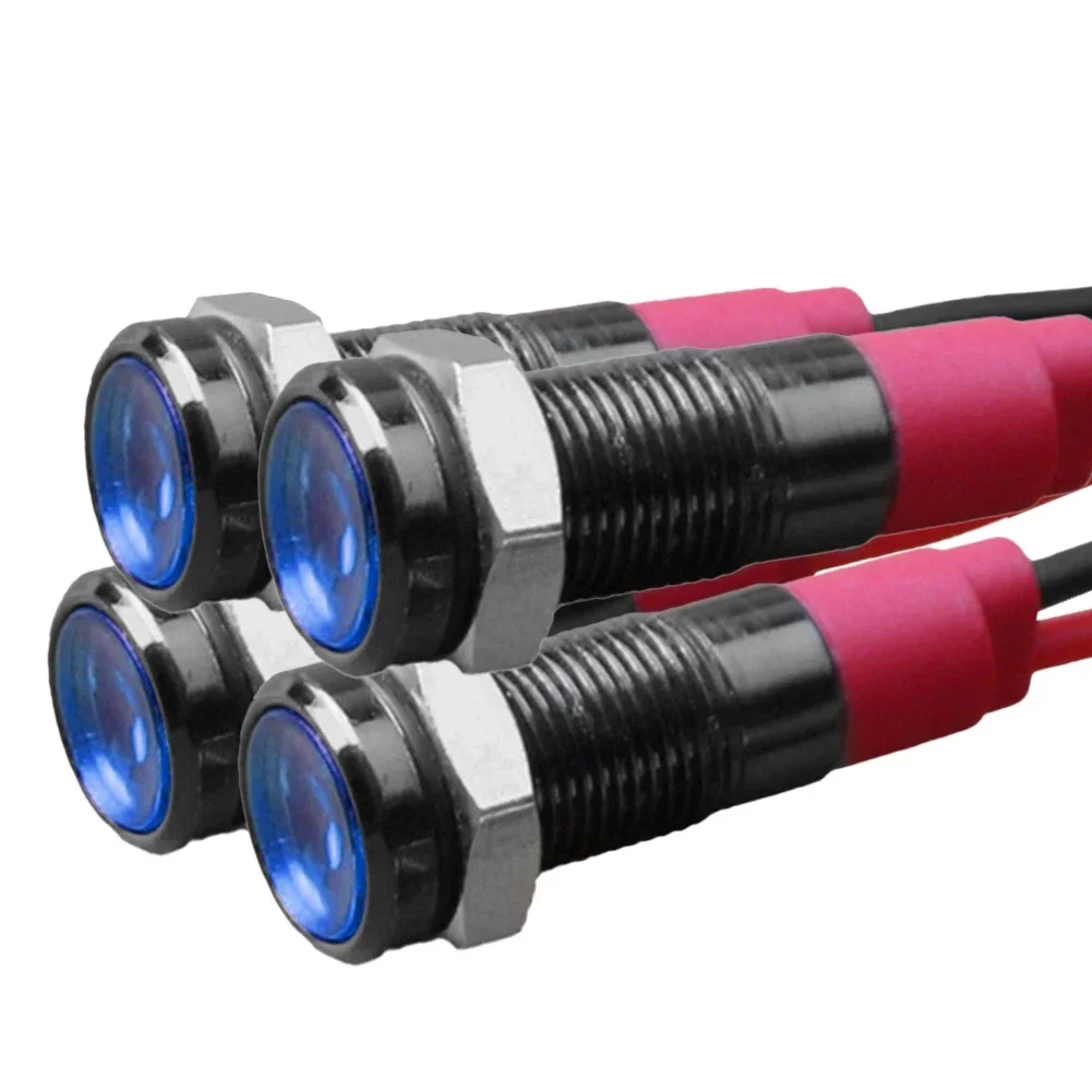 4Pcs 6mm LED Indicator Light 12-24V Waterproof Signal Light Metal Panel Light For Pilot Lights, And Indicator Lights