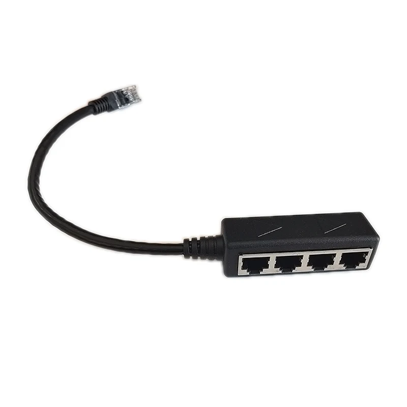RJ45 Cable Splitter Converter 1 Male In to 4 Female Out  Network Cable Extend Adapter