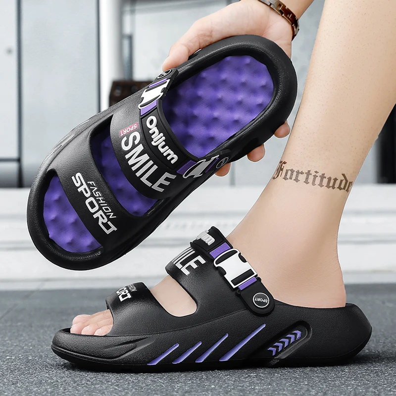 NEW Men\'s Massage Slippers Outdoor Sandals Beach Comfortable Soft Clogs Slides Casual Shoes Men Indoor Outdoor Sandals Big Size