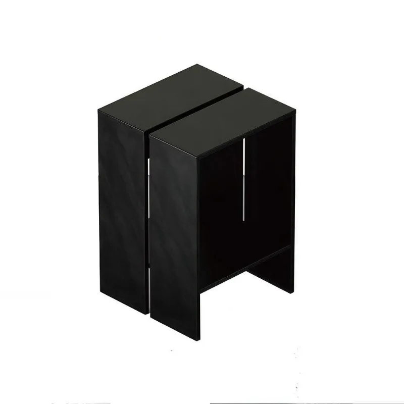 Black Solid Wood Side Table Vintage End Table for Small Space Modern Minimalist Nightstand Living Room Bedroom Accent Stand