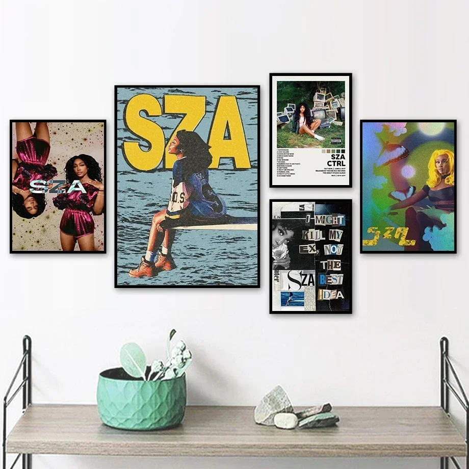 SZA البوب المغني ستار صورة ألبوم الموسيقى SOS غطاء المشارك والمطبوعات قماش الطباعة جدار صورة فنية لغرفة المعيشة ديكور هدية
