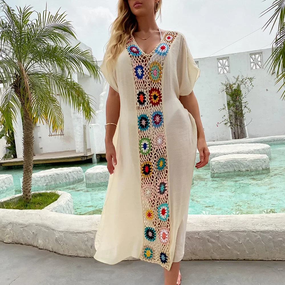 

2024New CROCHET BIKINI Women Beach Dress Cover-Ups Swimsuit Beachwear Bathing Suit Swim Cape for Woman Summer Tunic Beach Dress